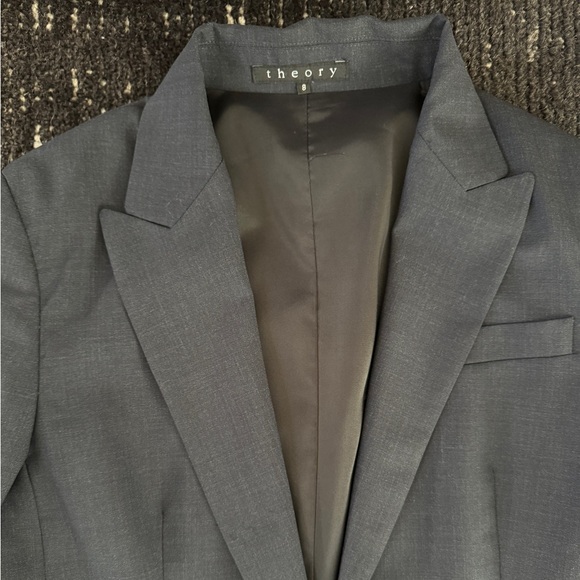 Theory single button notch lapel blazer dark blue Sz 8 - Picture 2 of 8